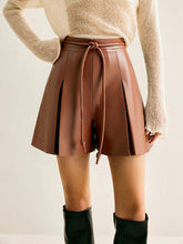 Pleated Fuax Leather Shorts
