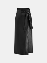 PU Leather Bow Wrap Skirt