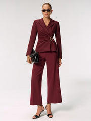 Metal Buckle Asymmetric Blazer