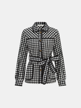 Belted Checkered Collared Jacket