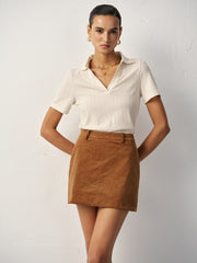 Corduroy Mid-Waist Mini Skirt