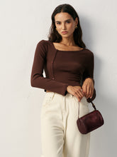 Asymmetric Button Detail Ribbed T-Shirt