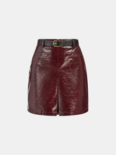 PU Leather Belted Mini Skirt