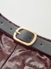 PU Leather Belted Mini Skirt