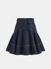 Denim High-Waist Flared Skirt