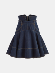 Denim High-Waist Flared Skirt