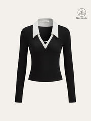 Lace Trim Collar Cotton Blend T-Shirt