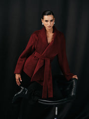 Wool Blend Belted Wrap Coat