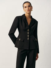 Cross-Shaped Button Blazer