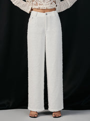 Tweed Mid-Waisted Wide-Leg Pants