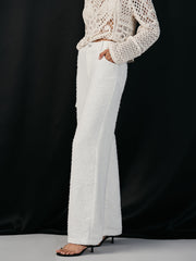 Tweed Mid-Waisted Wide-Leg Pants