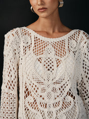 Cotton Crochet Long Sleeve Knit Top