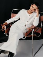 Fluffy Metal Button Cardigan and Skirt Set