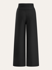 High-Waist Pleated-Waistband Wide-Leg Pants