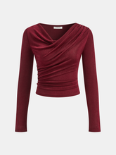 Draped Cowl Neck Long Sleeve T-Shirt