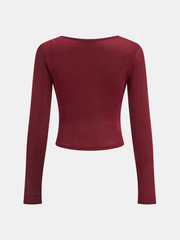 Draped Cowl Neck Long Sleeve T-Shirt