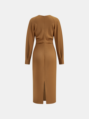 V-Neck Metal Detail Fitted Waist Dress