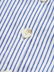 Off-Shoulder Striped Button Front Collared Dress