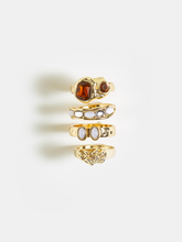 4pcs Gemstone Golden Ring Set