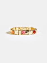 Colorful Gemstone Elastic Golden Bracelet