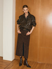 Lapel PU Leather Jacket