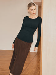 Sheer Lace Back Long Sleeve T-Shirt