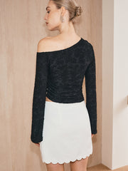 Scalloped Hem Mid-Waist Mini Skirt