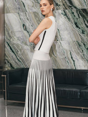 Sleeveless Top and Striped Maxi Skirt Set