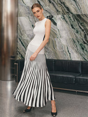 Sleeveless Top and Striped Maxi Skirt Set