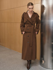 Cropped Double-Breasted Belted Trench Coat