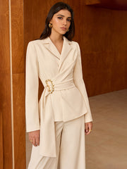 Asymmetric Belted Blazer