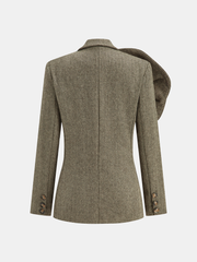 Large 3D Flower Single Button Tweed Blazer