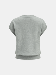 Floral Applique Cap Sleeve Sweater Vest