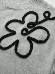 Floral Applique Cap Sleeve Sweater Vest