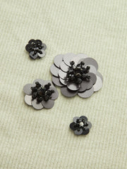 Sequin Flower One-Shoulder Knit Top and Skirt Set