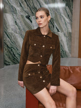 Metal Button Corduroy Cropped Blazer