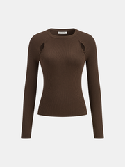Slim Fit Cut-Out Long Sleeve Top