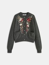 Floral Embroidery Wool Blend Cardigan