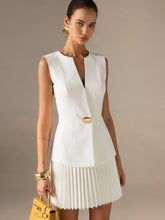 Sleeveless Metal Detail Pleated Mini Dress