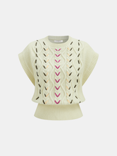 Cable Knit Contrast Stitched Sweater Vest