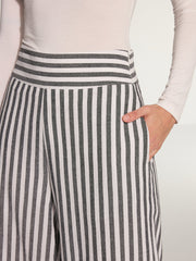 Striped Cotton Wide-Leg Pants