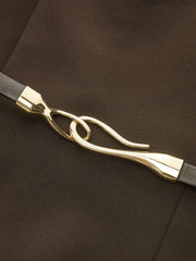 Belted V-Neck Tailored Dress