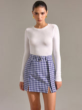 Belted Vintage Gingham Split Mini Skirt