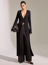 Metal Button Longline Knit Cardigan Dress