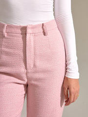 Textured Mid-Waist Straight Leg Pants