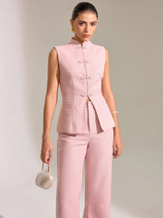 Textured Knot Button Vest