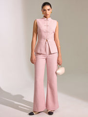 Textured Knot Button Vest