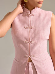 Textured Knot Button Vest