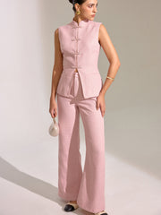 Textured Knot Button Vest