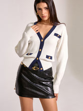 Contrast Trim Metal Button Cardigan